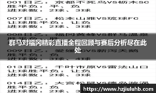 群马对福冈精彩直播全程回顾与赛后分析尽在此处
